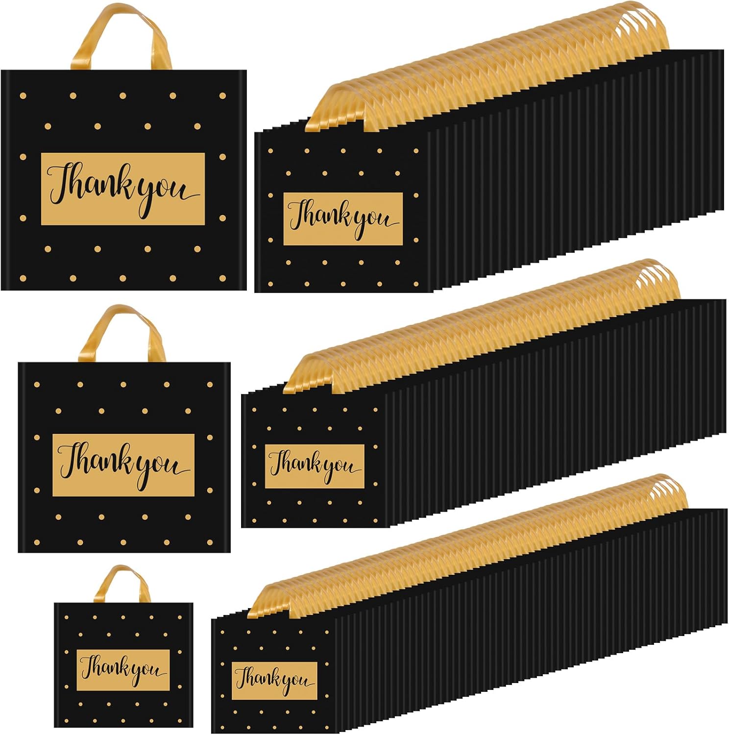 Gueevin 200 Pcs Thanks Bags with Handle for Every Occasion