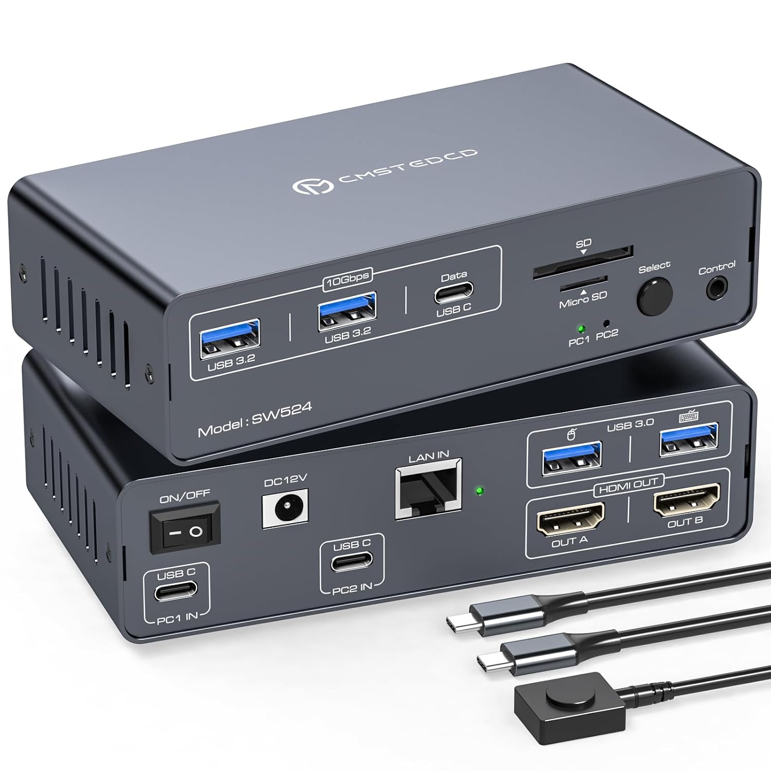 KVM Docking Station with USB C KVM Switch for Dual Monitors