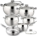 Daniks Modern 11-Piece Stainless Steel Cookware Set - Even Heat