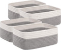 Storage Baskets for Organizing 4 Pack - Small Shelf Bins, Grey/White