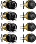 4 Pack Front Door Lock Set Matte Black - Keyed Alike Security