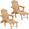 Adirondack Chairs with Retractable Ottoman - Foldable Patio Set