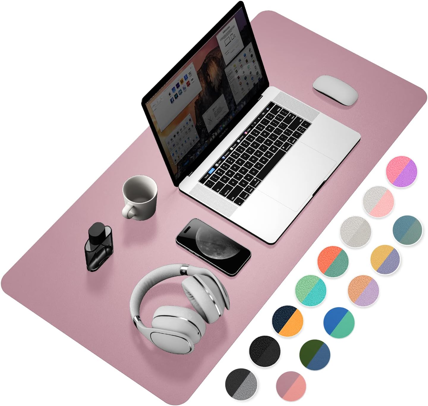 Waterproof Leather Desk Mat 35.4 x 17 - Dual-Use Blotter & Writing Pad
