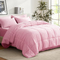 COZYART Full Comforter Set 7 Pcs, Pink Bed in a Bag for Comfort