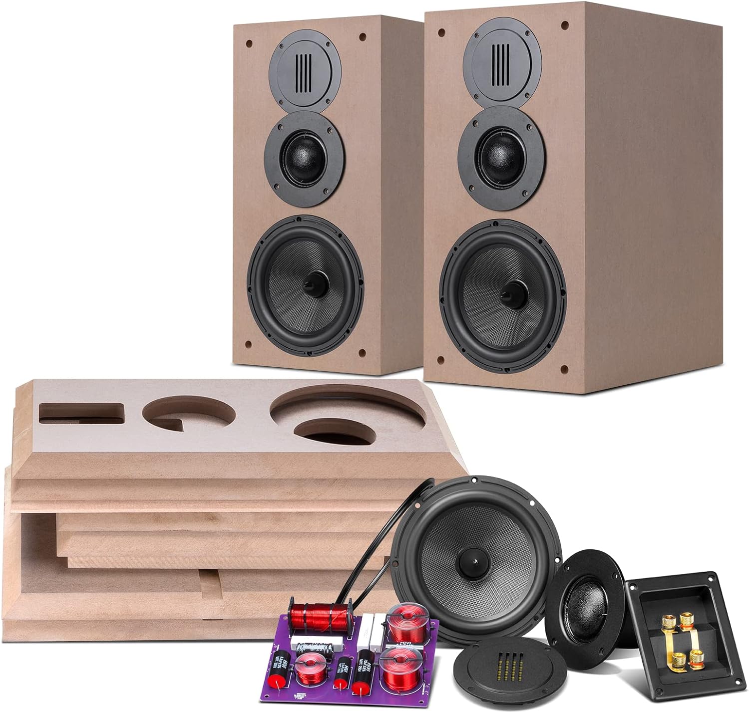 DIY 3 Way Passive Bookshelf Speakers - 120W Home Theater Power