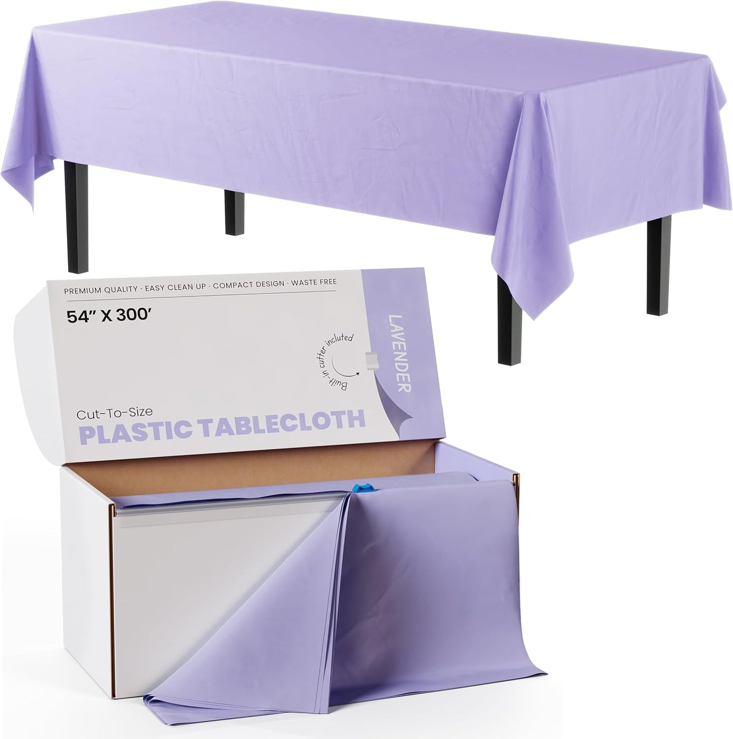 Party Solids 54in X 300ft Lavender Plastic Table Cover Roll