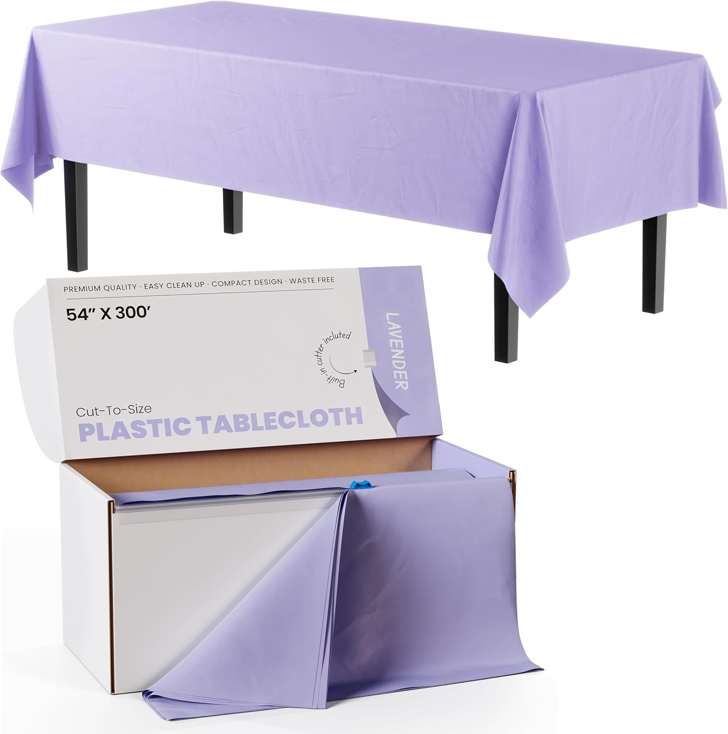 Party Solids 54in X 300ft Lavender Plastic Table Cover Roll
