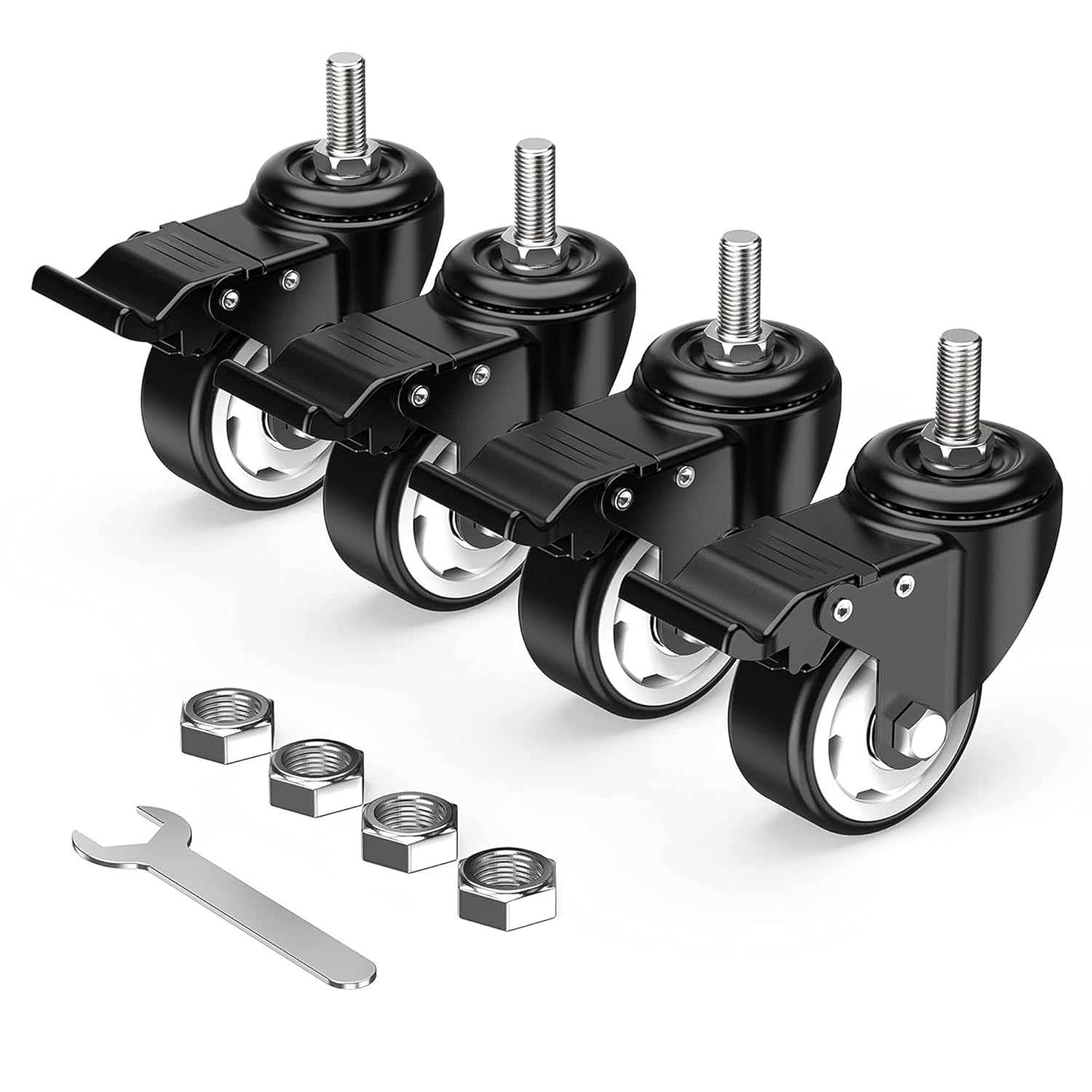 HOLKIE 3 Inch Total Locking Stem Casters for Heavy Duty Use