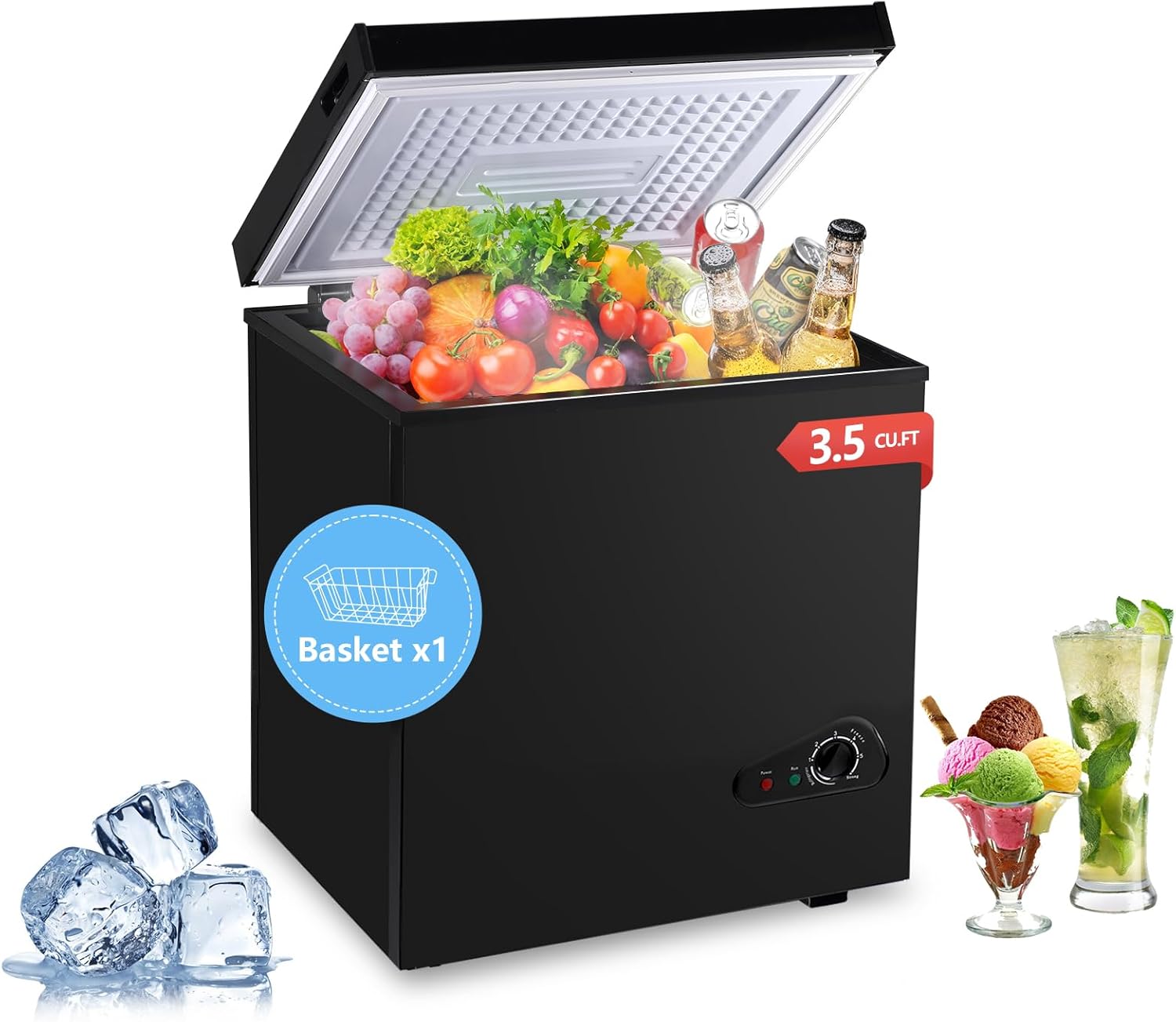 3.5 Cu.Ft Chest Freezer with Adjustable Temperature Control