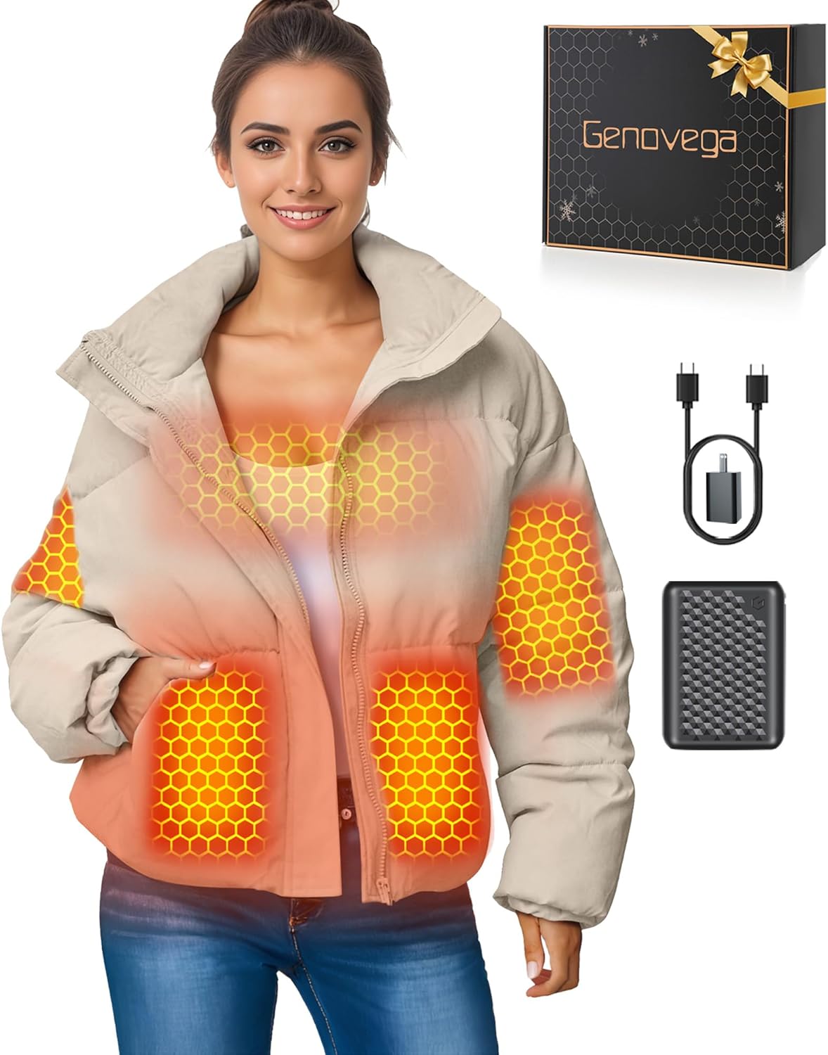 Graphene Women Heated Jacket with 12V Fast Charge Battery