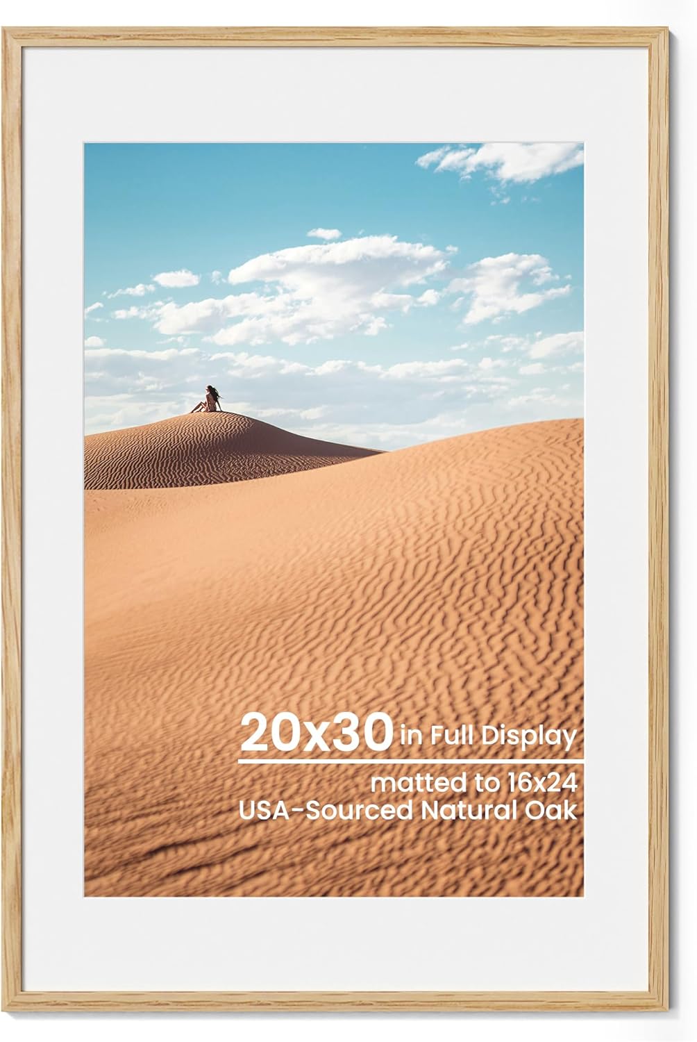Natural Oak Wood Picture Frame 20x30 for Wall Art and Photos