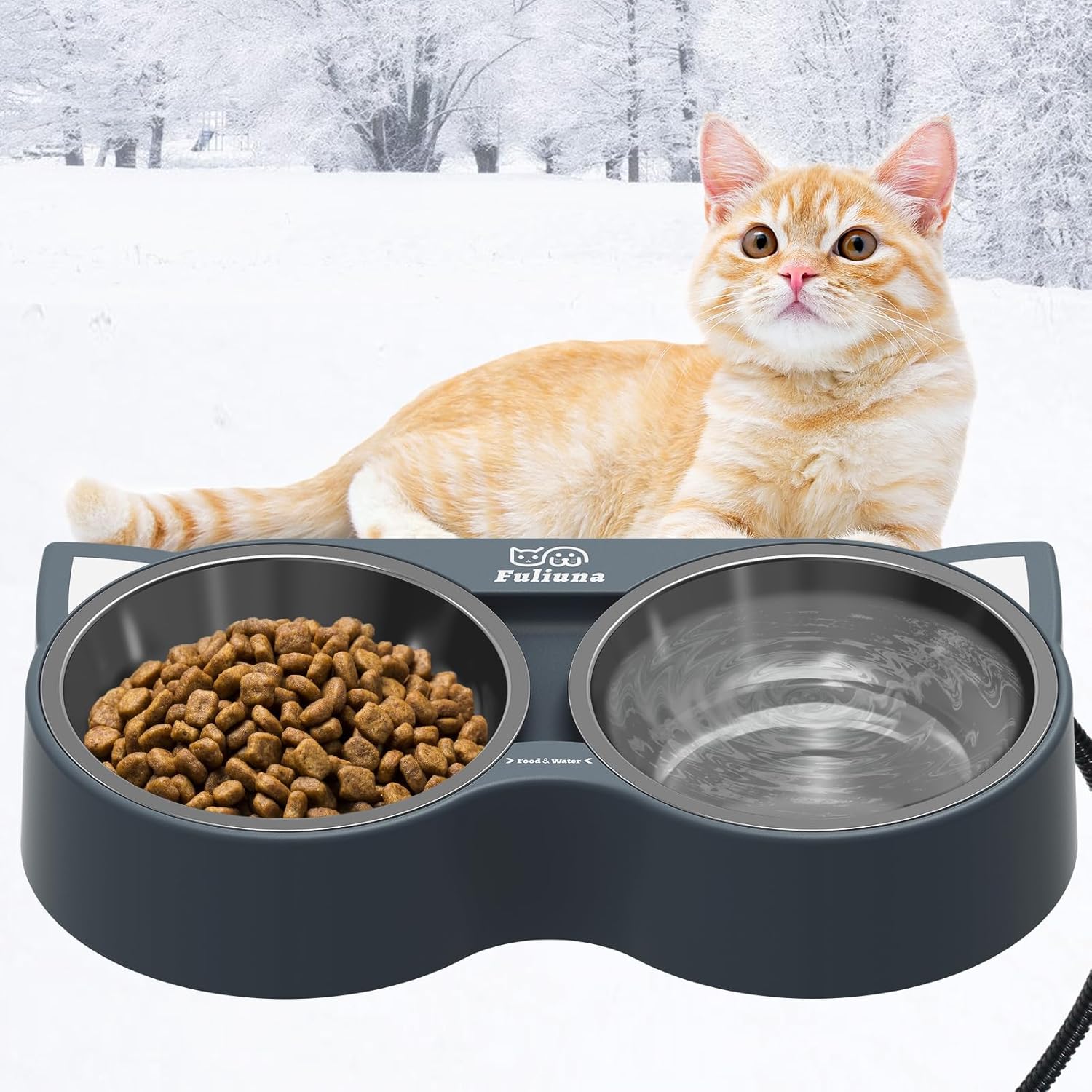 Fuliuna Heated Cat Bowl - Winter Warmth & Hydration