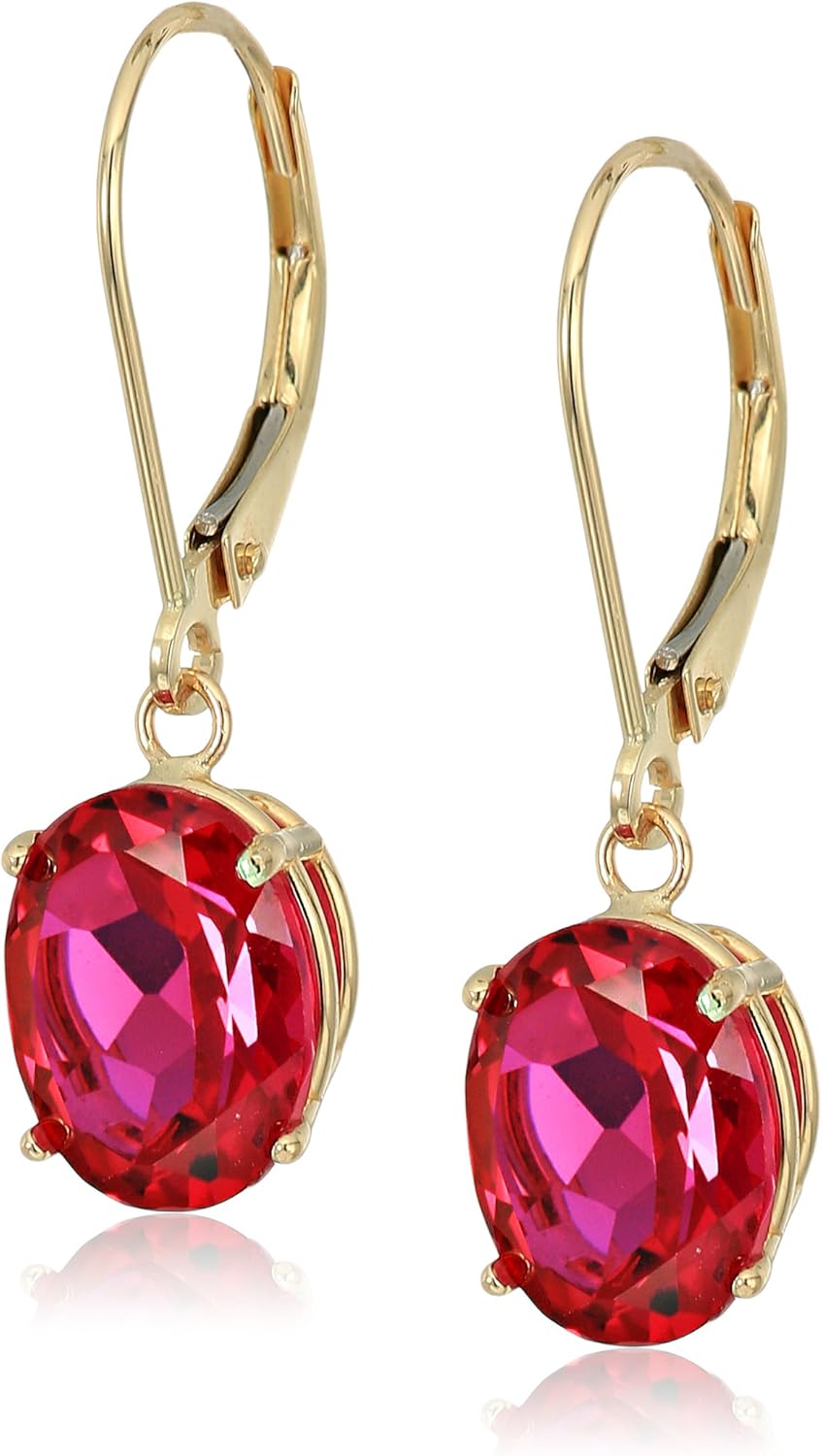 14K White Gold Oval Gemstone Dangle Leverback Earrings Review