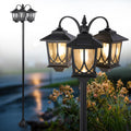 3-Head Solar Lamp Post Light 73in - Warm 3000K Pathway Lighting