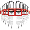 Lockout Tagout Locks Set - 10 Red Safety Padlocks for LOTO