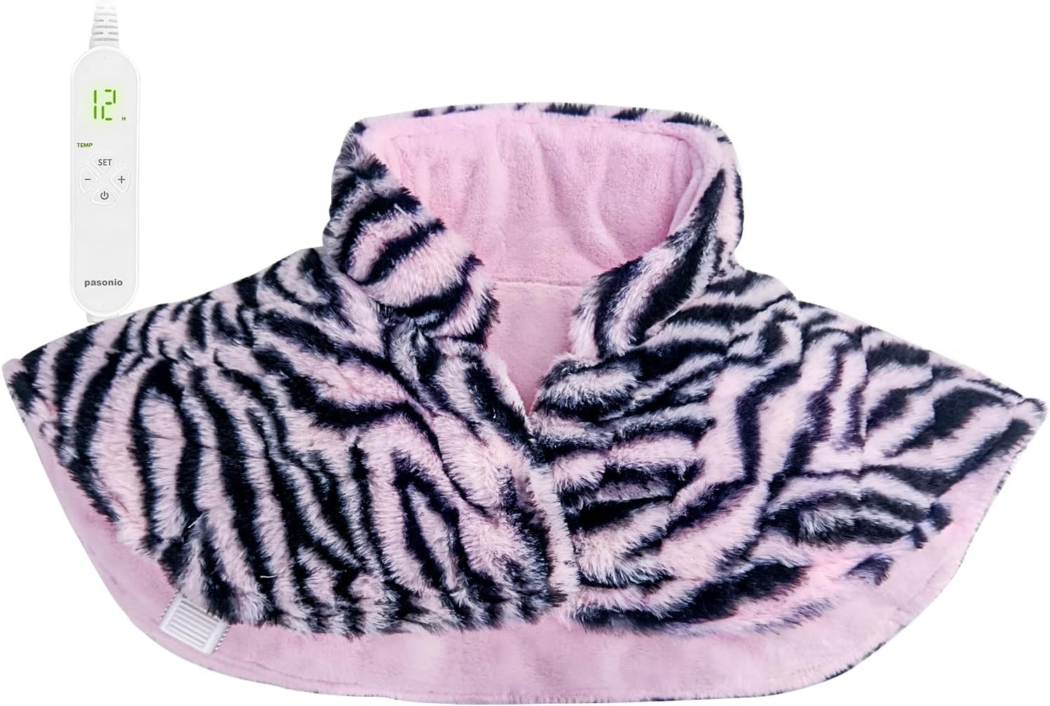 Pasonio Large Electric Heating Wrap for Neck & Shoulders - Pain Relief & Cramps - Moist/Dry Heat - Washable - 18x22