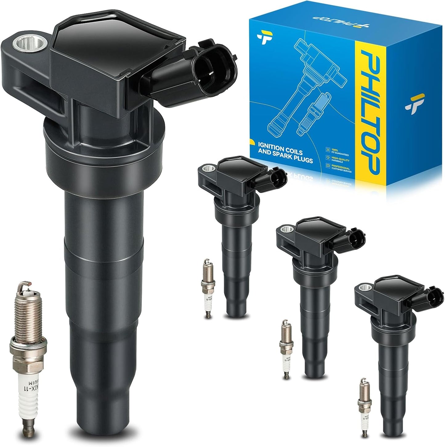 PHILTOP Ignition Coil Pack and Spark Plugs for Kia and Hyundai