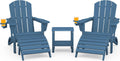 SERWALL 5-Piece Adirondack Chair Set with Ottoman and Table