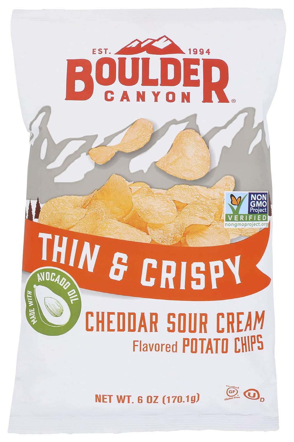 Boulder Canyon Thin & Crispy Cheddar Sour Cream Chips 12 Pack
