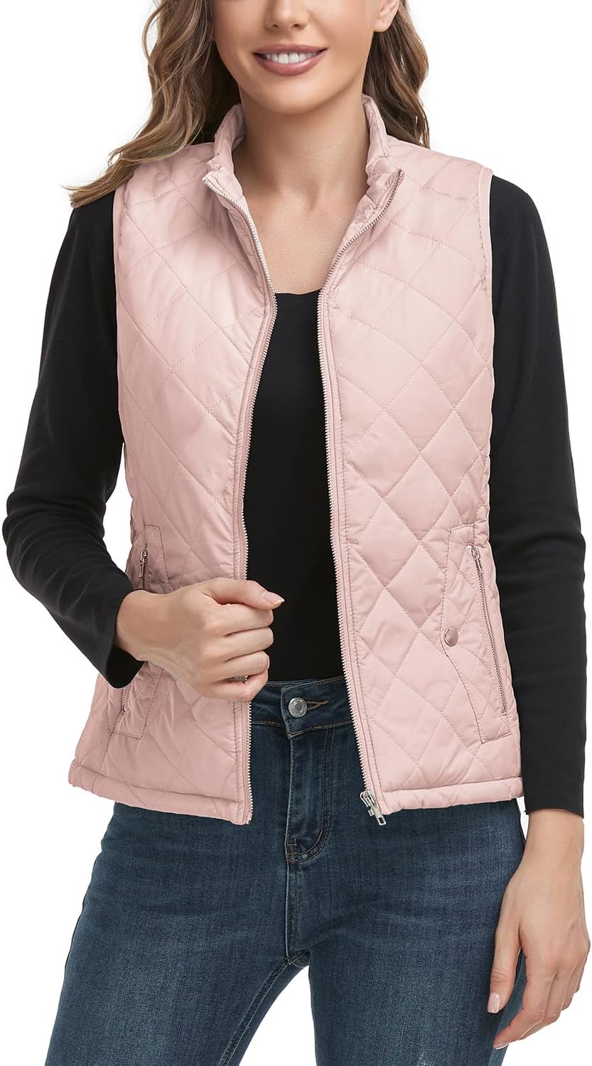 LONGKING Women's Outwear Vest - Lightweight Zip Quilted Design
