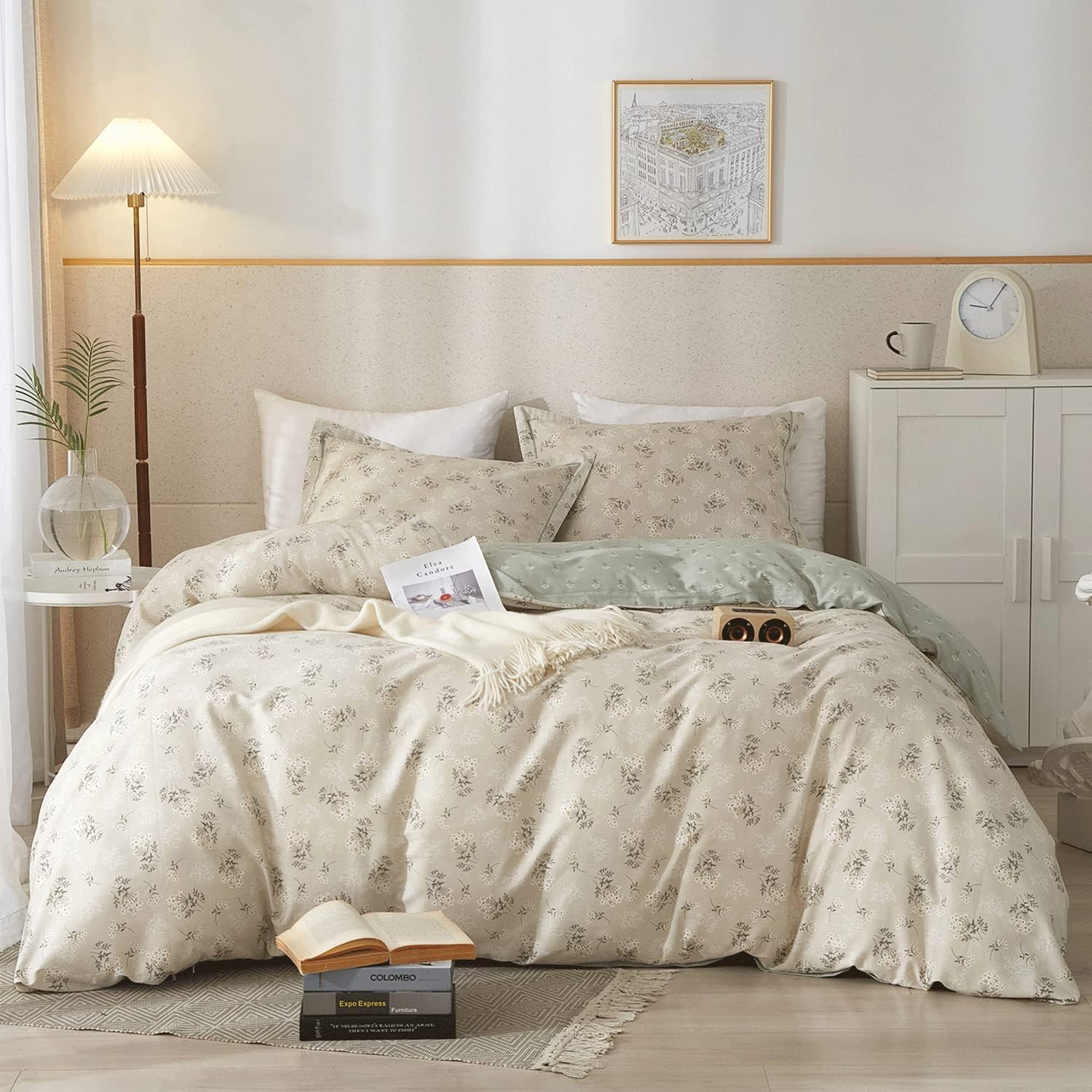 VM VOUGEMARKET Garden Flower Duvet Cover Set for Queen Beds