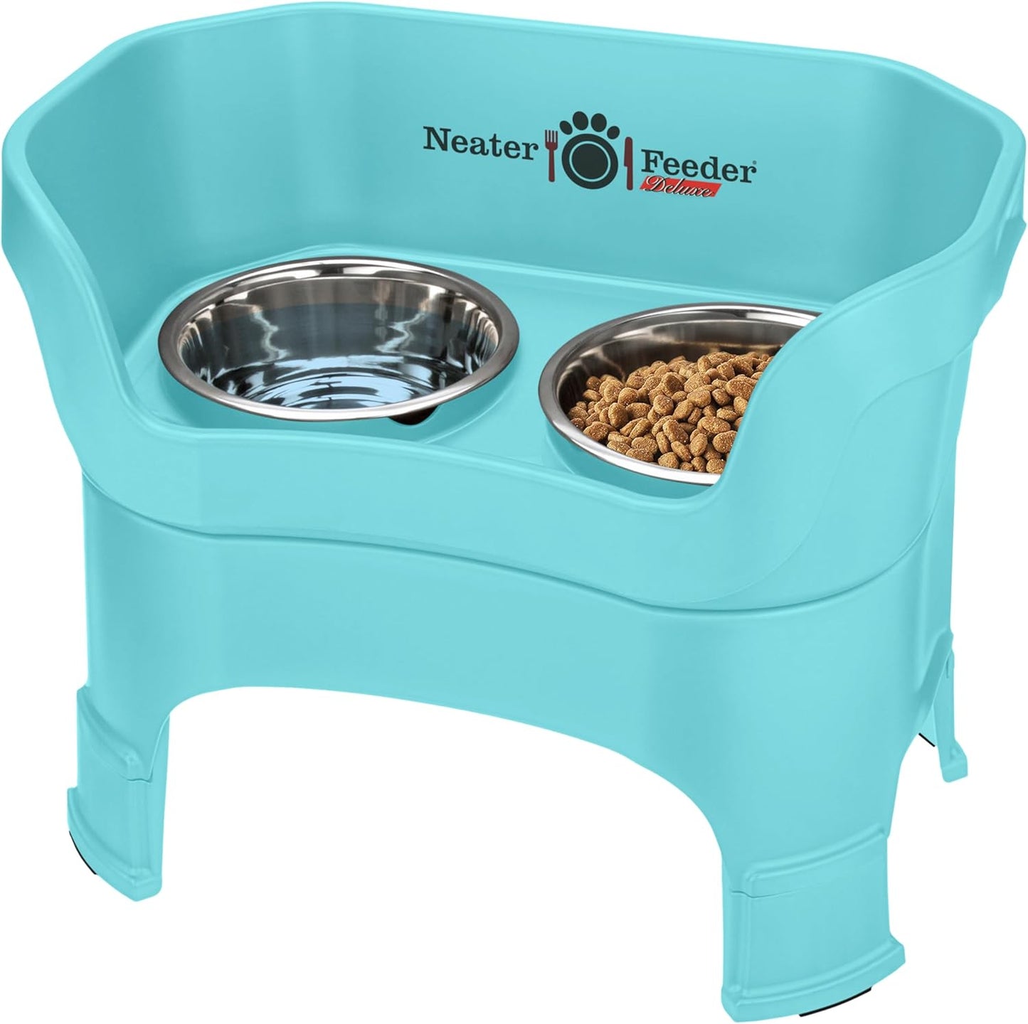 Neater Feeder Deluxe Elevated Dog Bowls for Large Dogs in Teal