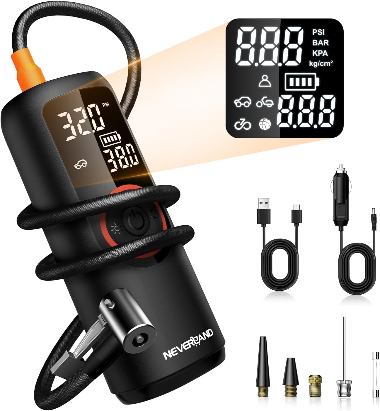 NEVERLAND Portable Air Compressor - Inflate Anywhere Fast!