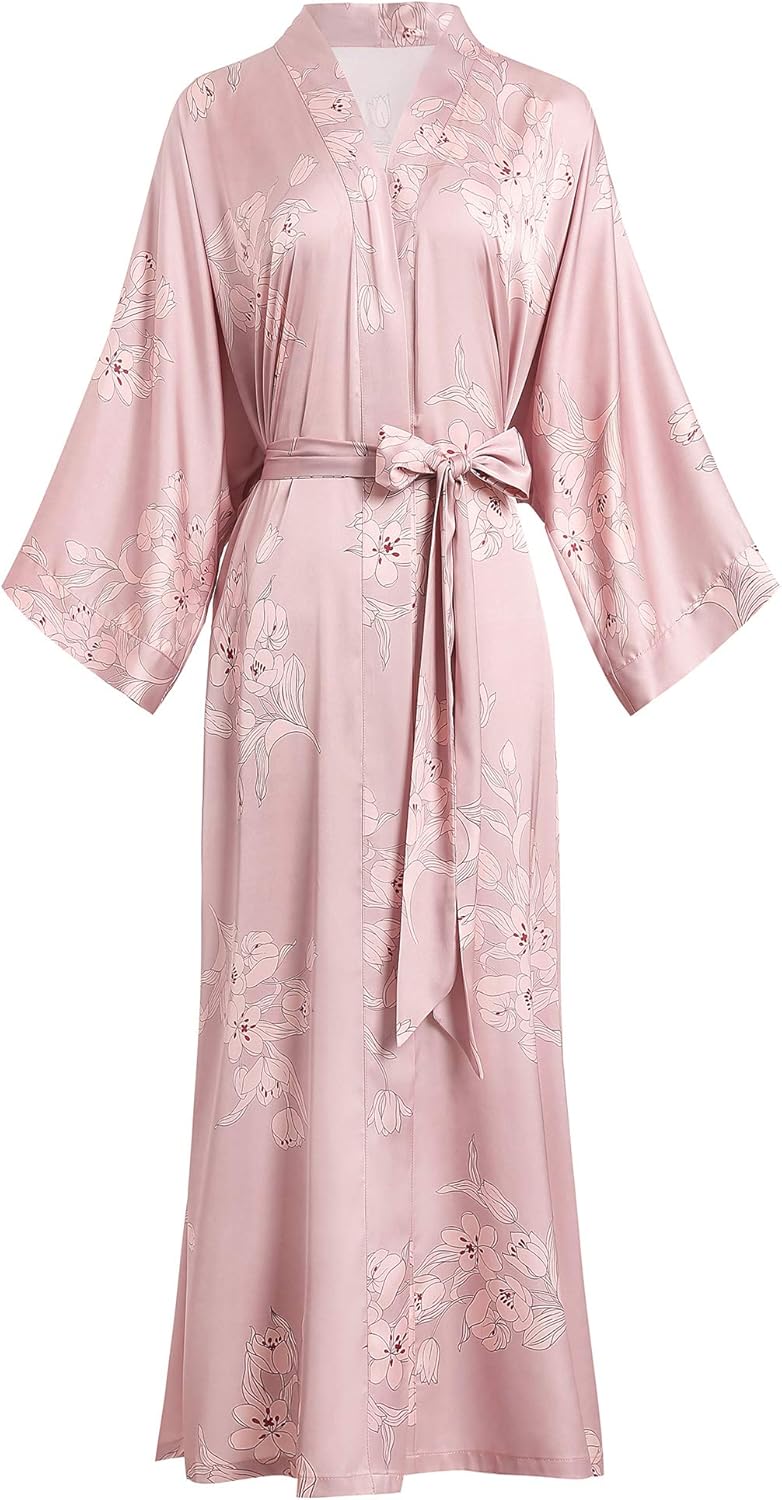 Aensso Long Soft Lightweight Silky Kimonos Robes for Women
