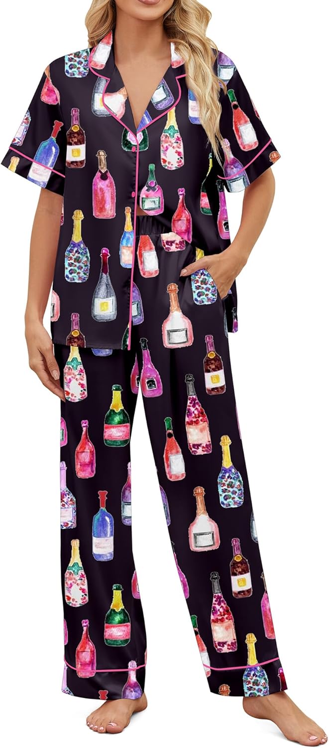 Satin Pajamas for Women Set - Comfortable Button Down Sleepwear