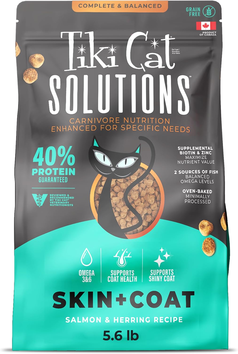 Tiki Cat Solutions Dry Cat Food for Skin & Coat with Salmon