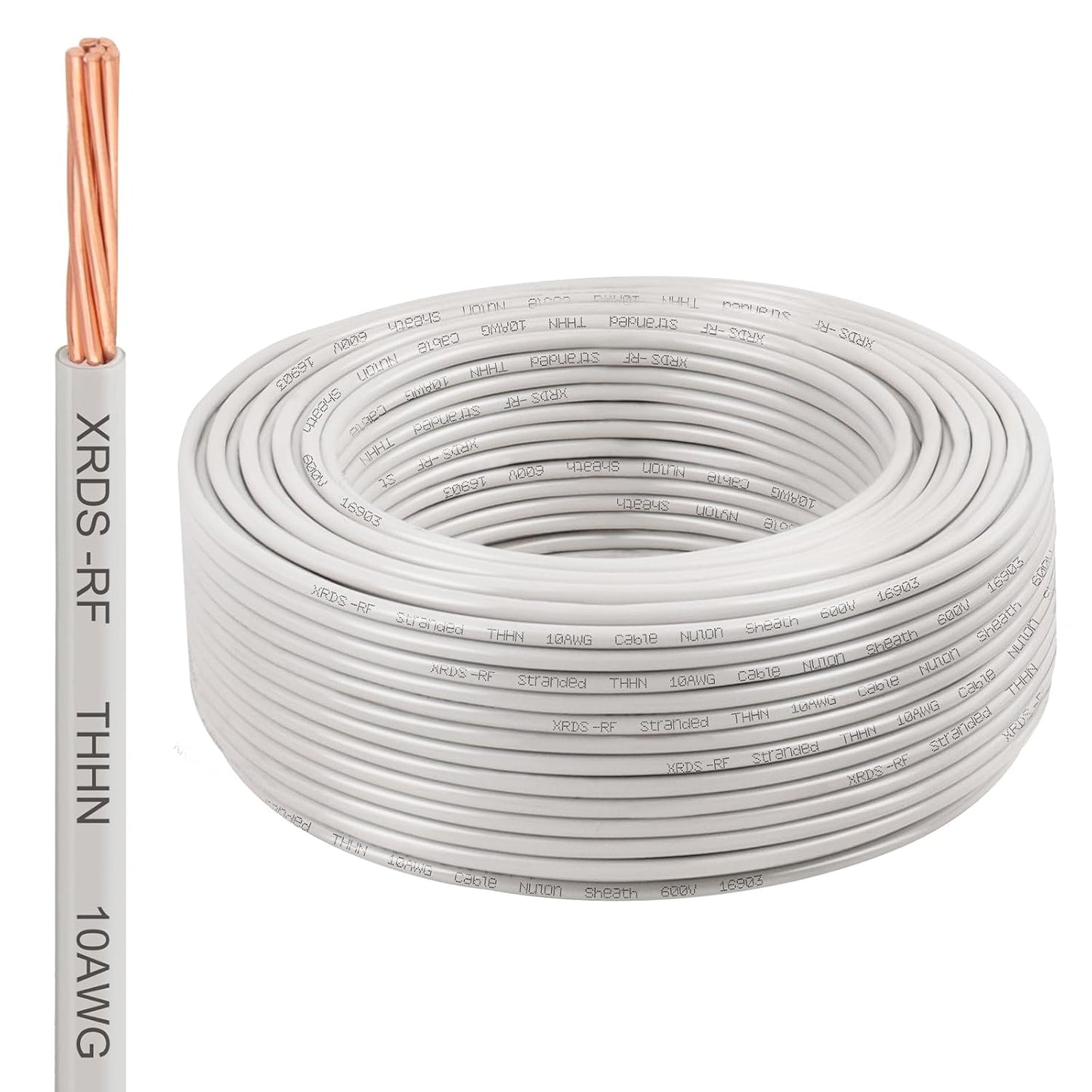 10AWG THHN Wire 200FT Stranded Bare Copper Conductor Cable