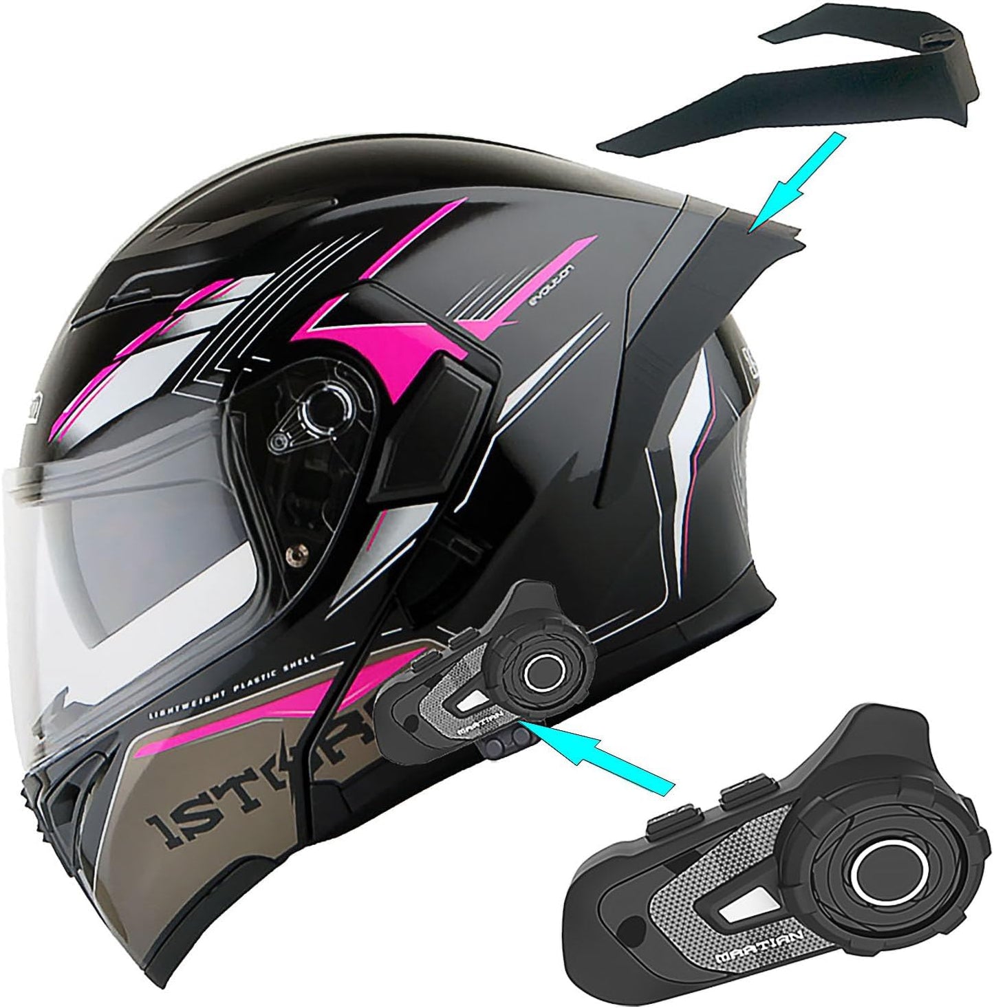 1Storm Motorcycle Modular Full Face Helmet with Bluetooth Headset