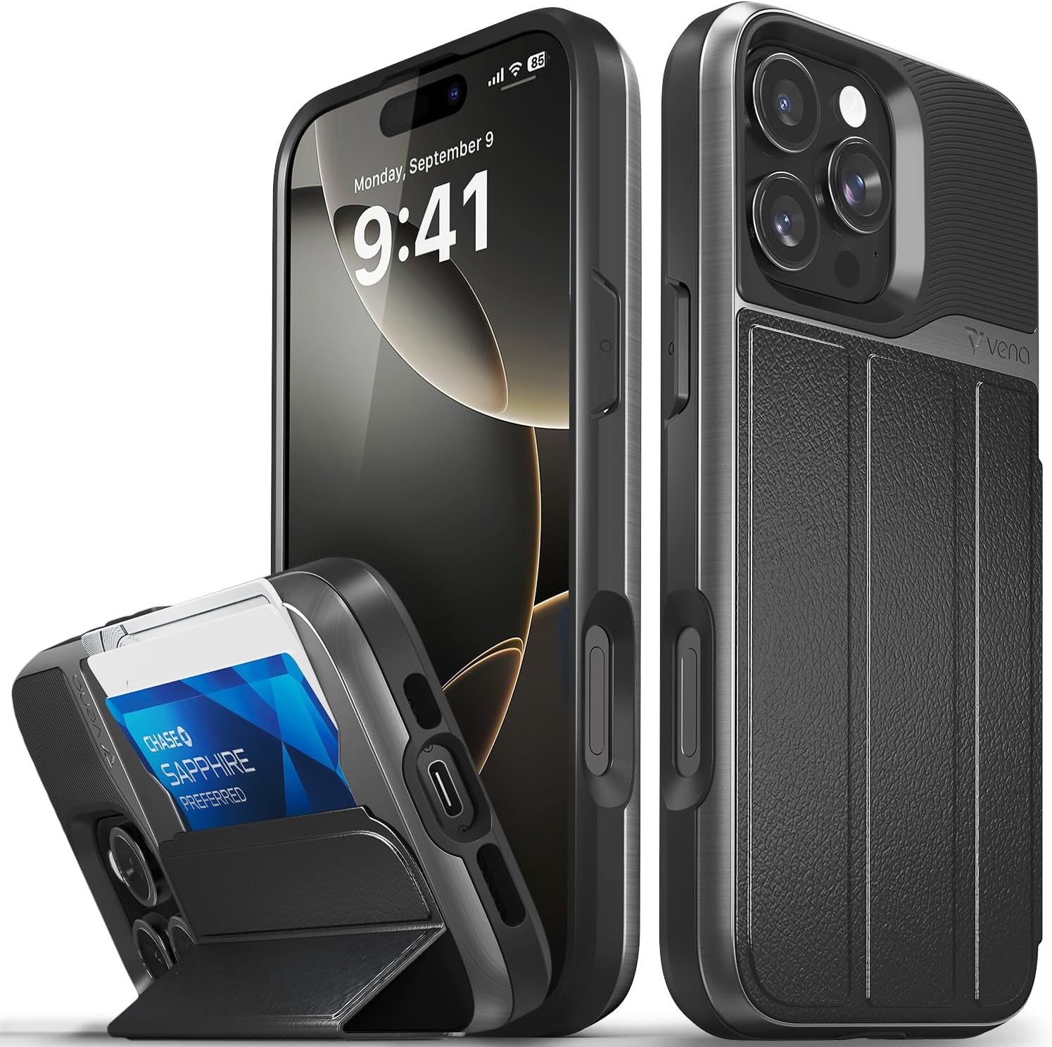 VENA vCommute iPhone 16 Pro Max Wallet Case with Kickstand
