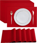 Disposable Red Paper Placemats for Dining Table - 100 Pack, Cloth-Like