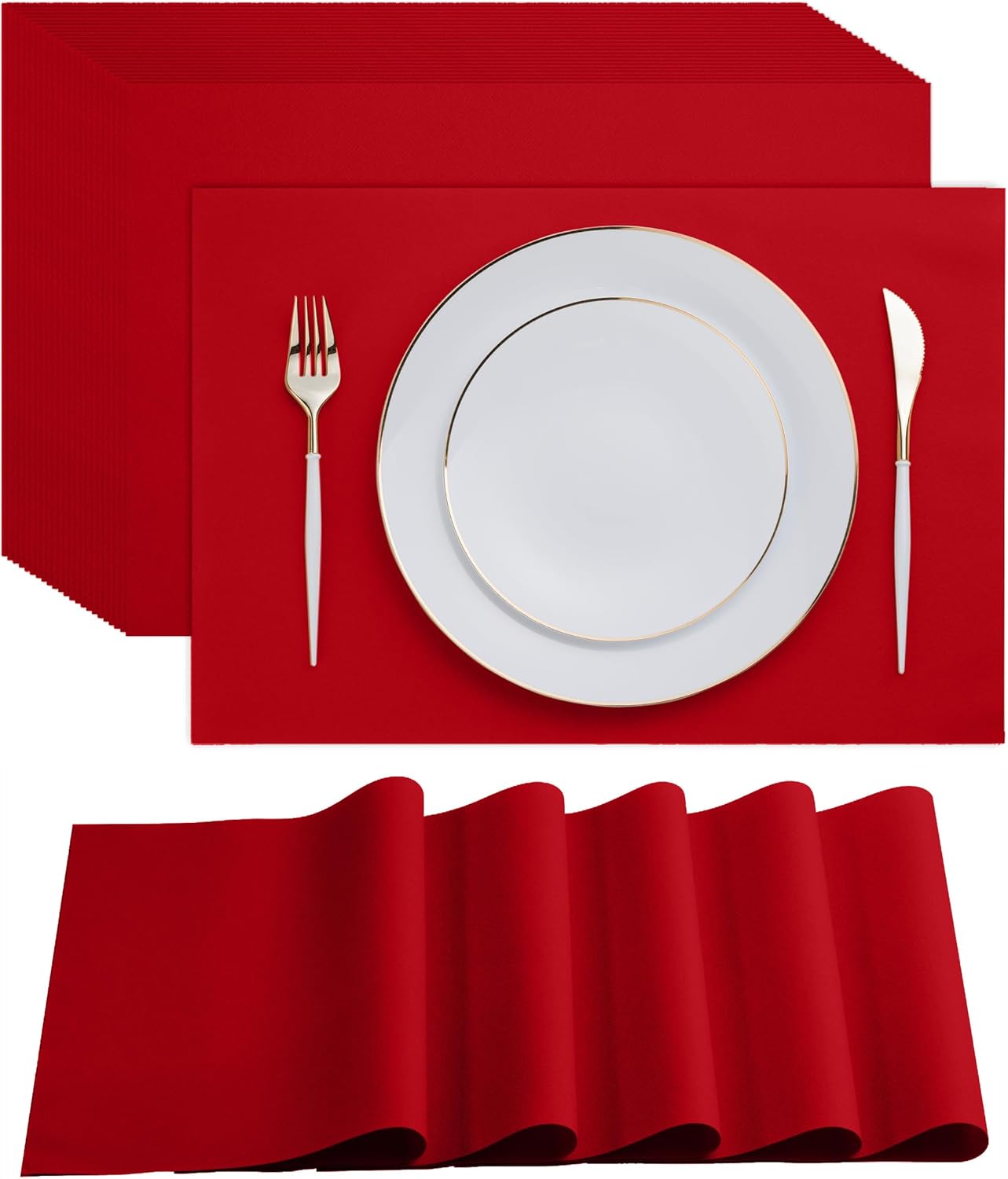 Disposable Red Paper Placemats for Dining Table - 100-Pack