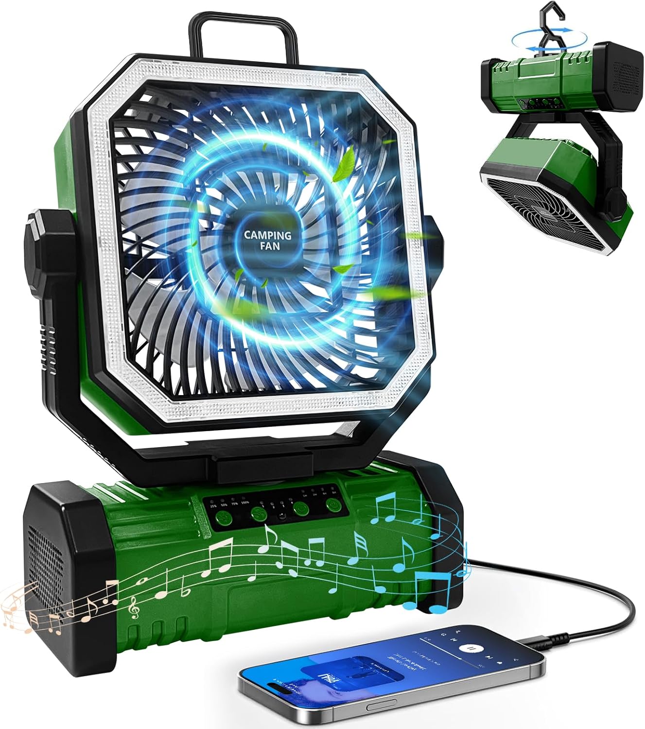 Camping Fan with Bluetooth Speaker for Outdoor Adventures