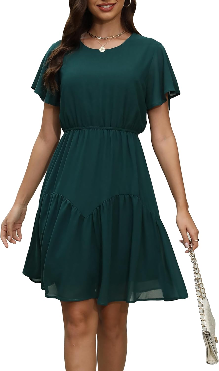 Manydress Women's Chiffon Floral Dresses for Summer Style