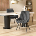 Modern Dining Chairs Set of 2 - Comfy Thick Cushions, Dark Grey