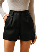 Milumia PU Leather High Waisted Pleated Wide Leg Dressy Shorts