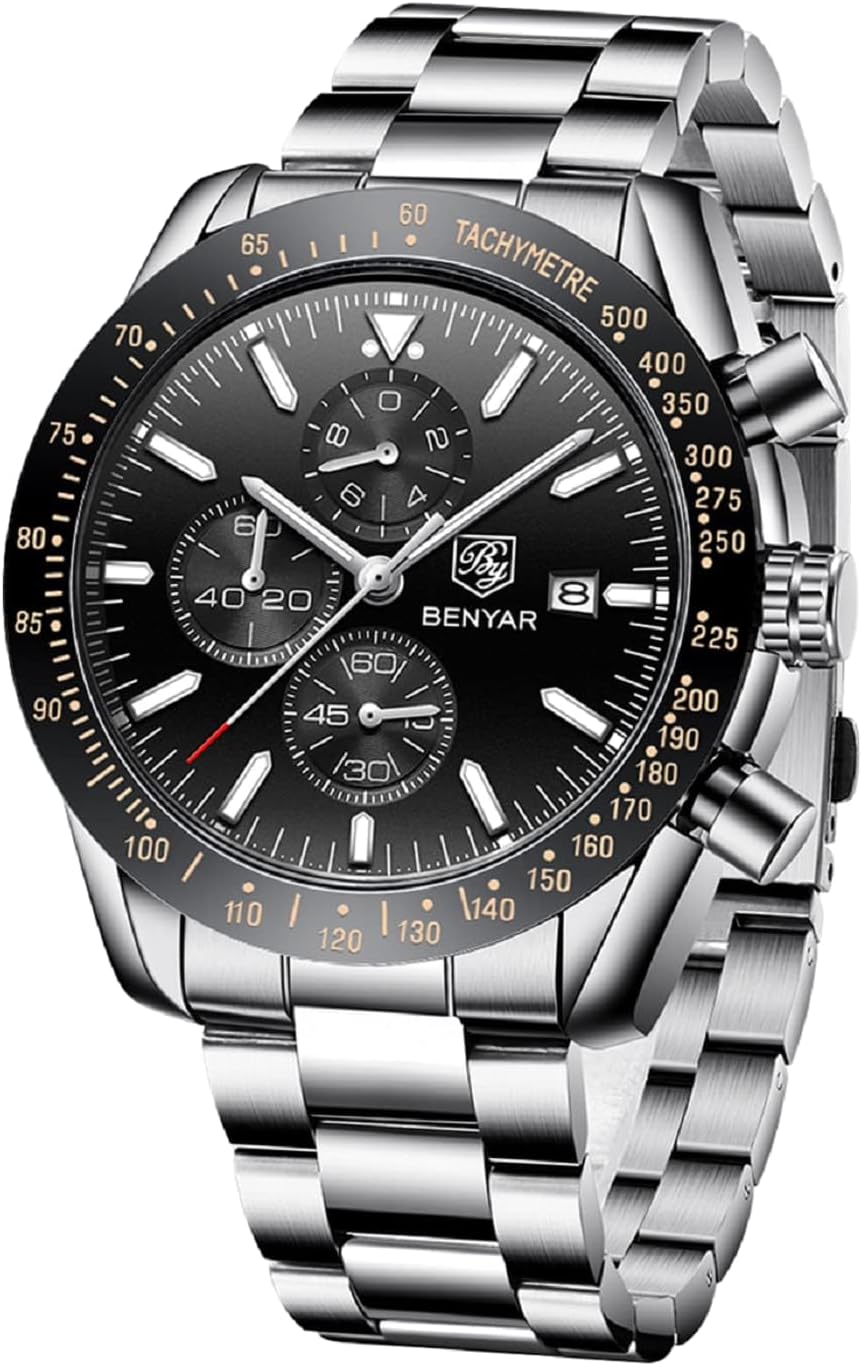 BY BENYAR Men's Analog Quartz Chronograph Waterproof Watch