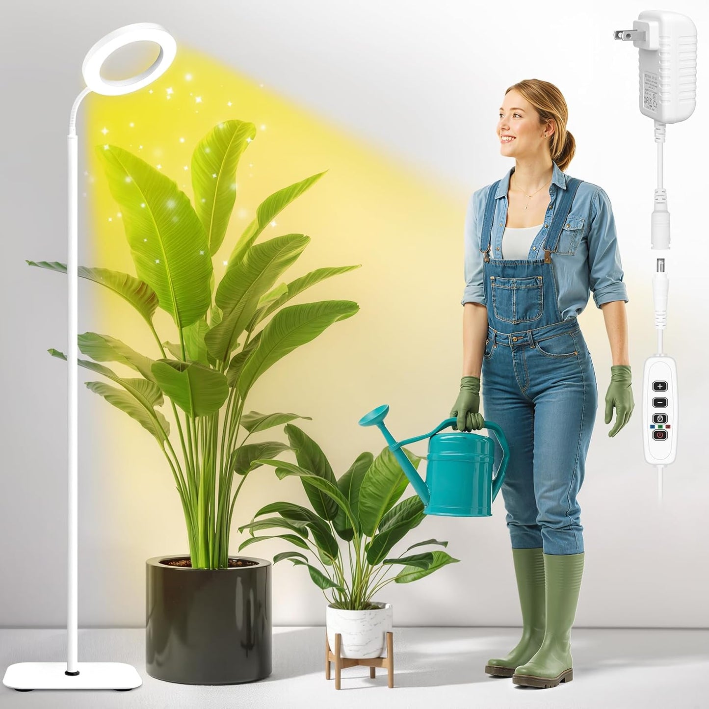 Grow Lights for Indoor Plants with Adjustable Height and Timer