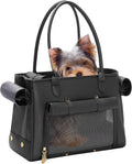Fashion Pet Carrier Purse Black 15.8in - Soft PU Tote for Small Dogs