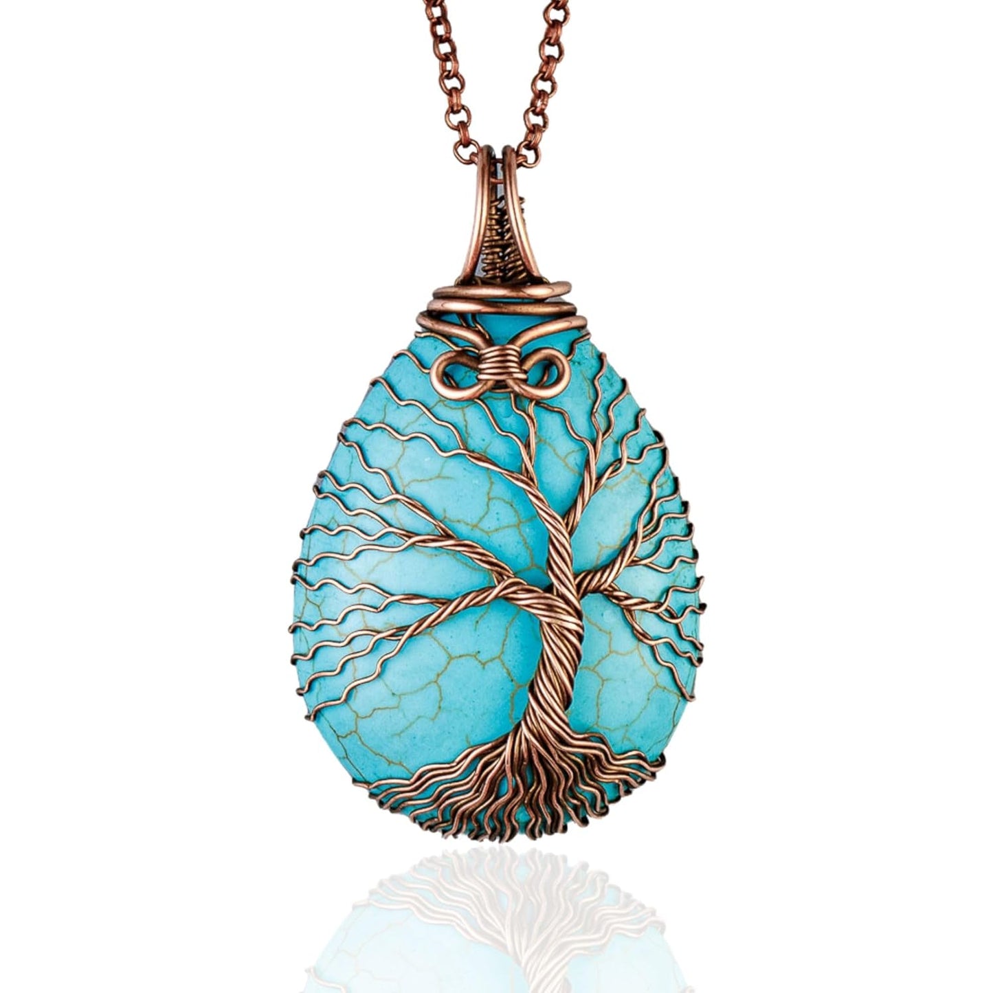 Handmade Tree of Life Turquoise Pendant Necklace for Unique Gifts