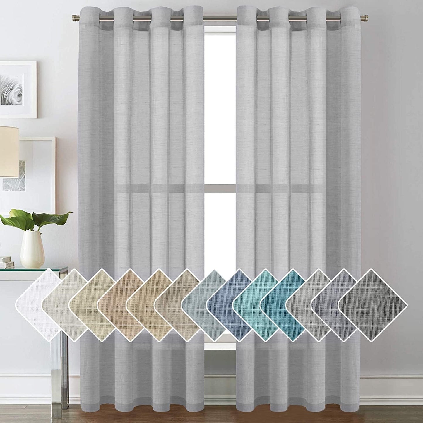 Natural Linen Semi-Sheer Curtains for Elegant Home Decor