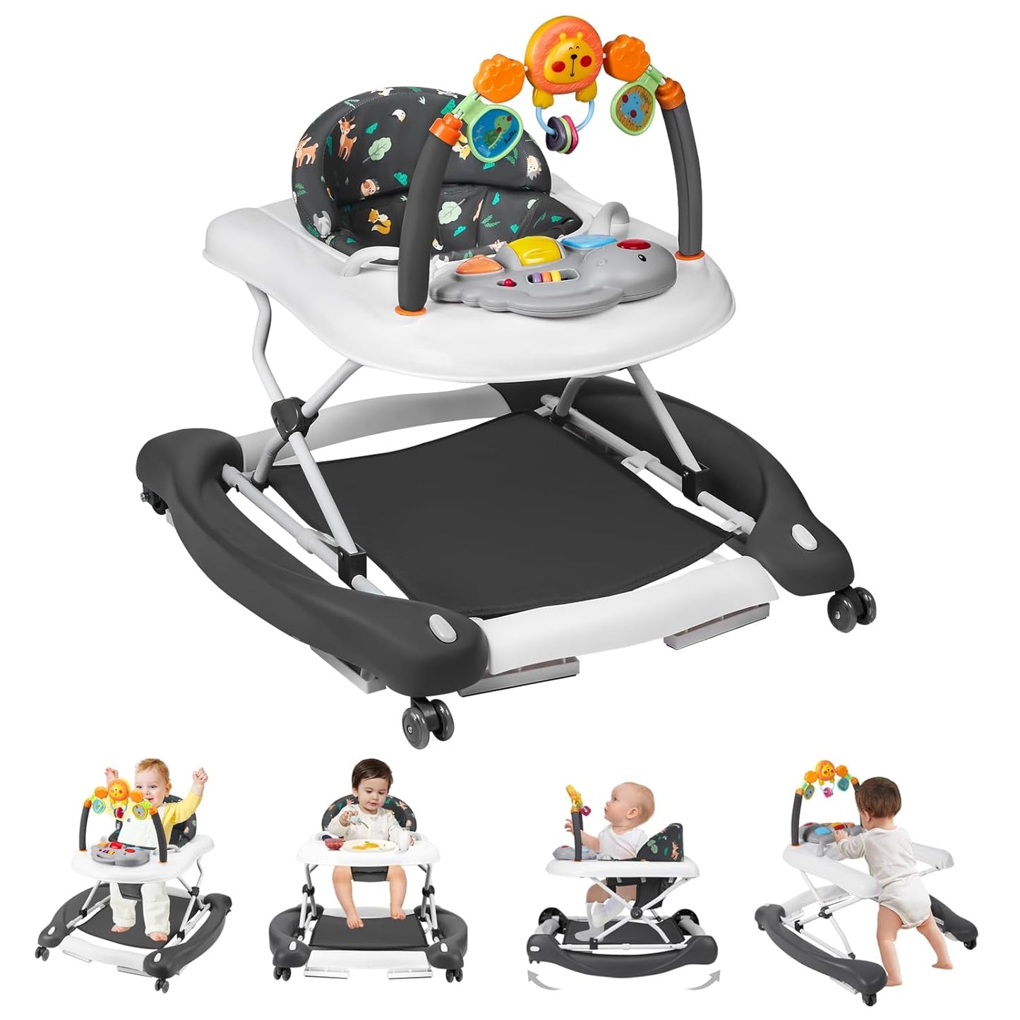 5 in 1 Baby Walker for Boys Girls, Adjustable & Foldable Design