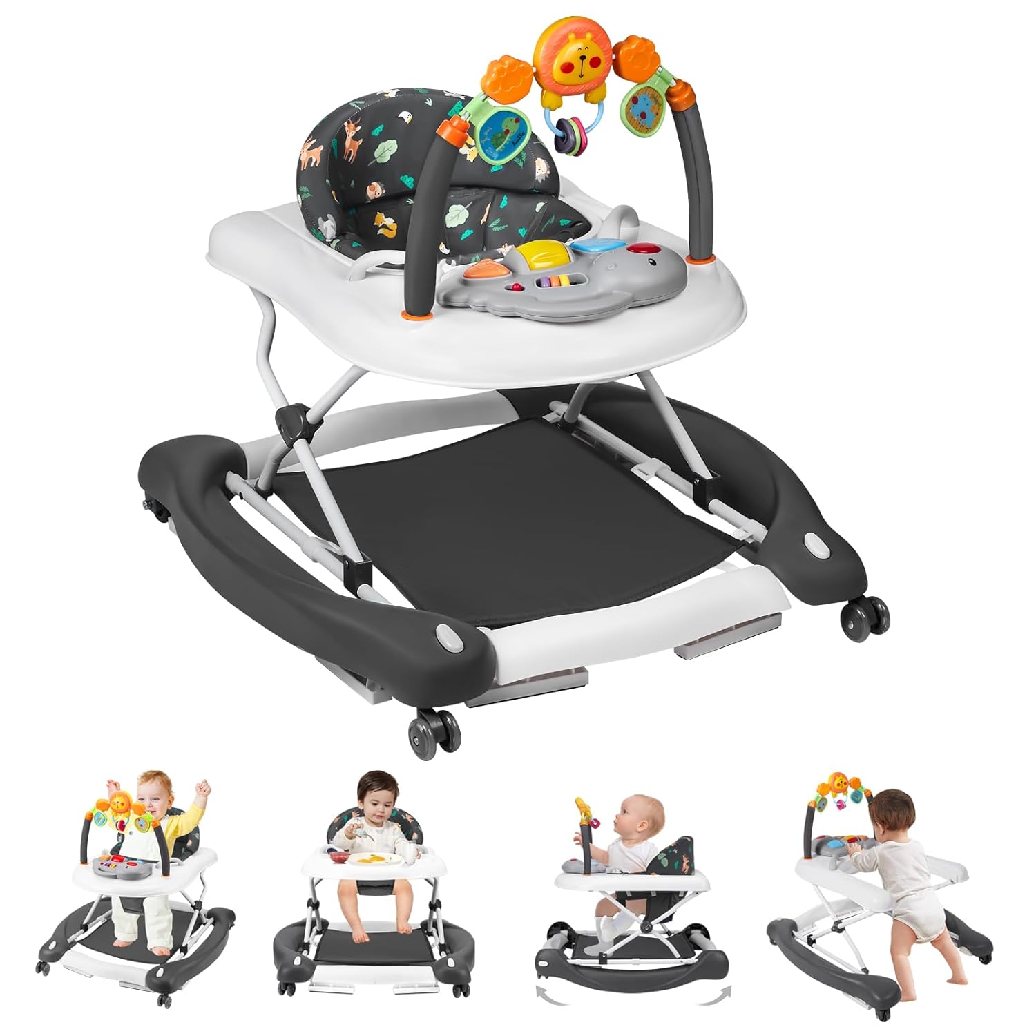 5 in 1 Baby Walker for Boys Girls, Adjustable & Foldable Design