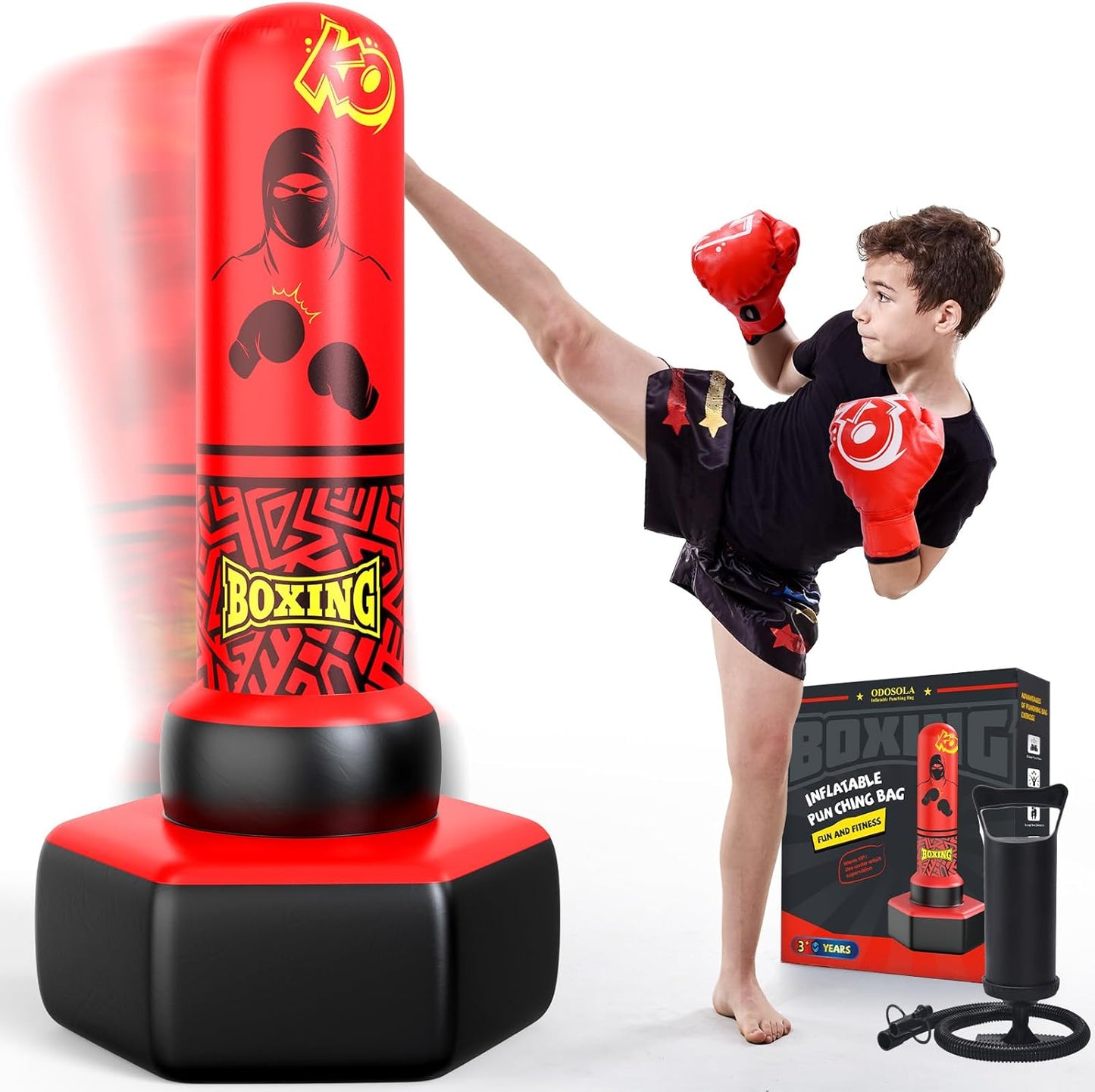 ODOSOLA 67'' Freestanding Punching Bag: Active Kids' Boxing Fun!