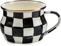 Enamel Teacup Courtly Check - Cute 10 oz Mug for Tea & Coffee