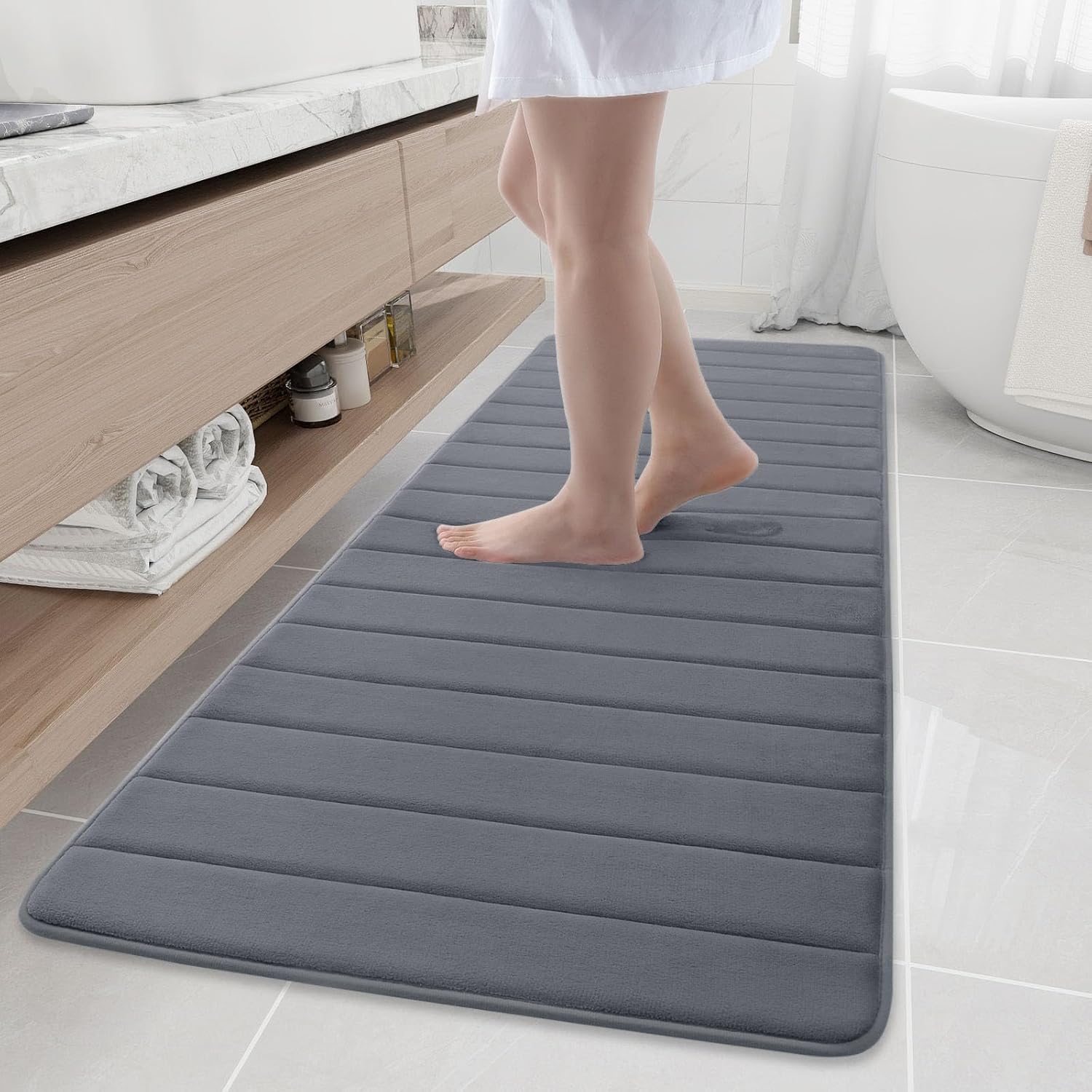 Buganda Memory Foam Bath Mat, Ultra Soft Non-Slip Rug 70in x 24