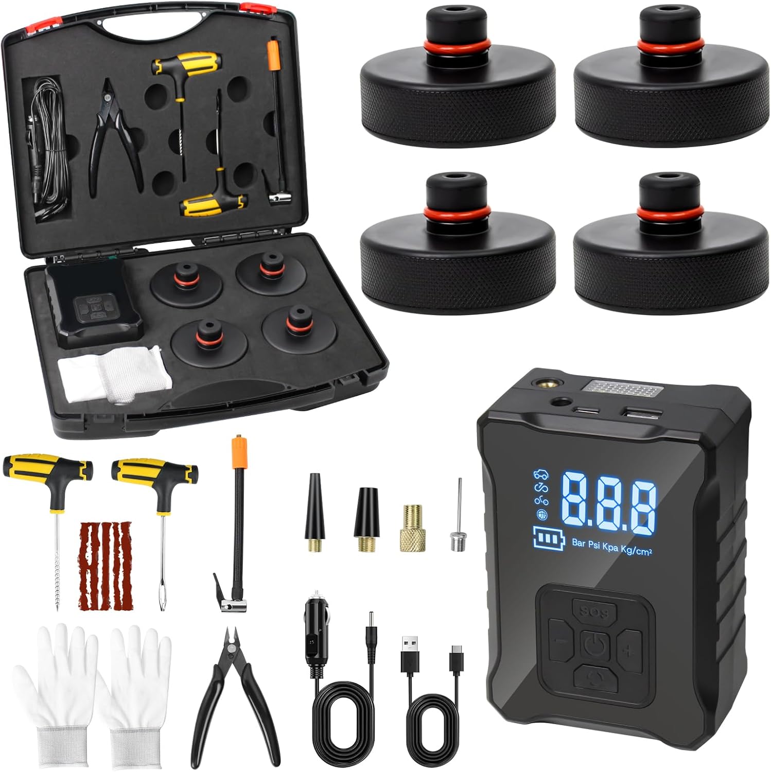 Upgrade Jack Pads and Tire Inflator Pump Set for Tesla Models